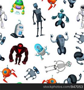 Vector cartoon colored robots pattern or background on white illustration. Vector cartoon robots pattern or background illustration