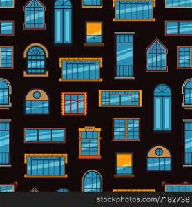 Vector cartoon colored window flat icons background or pattern illustration. Vector window flat icons background or pattern illustration