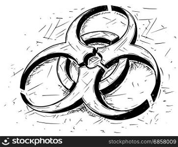 Vector cartoon drawing illustration of biohazard symbol