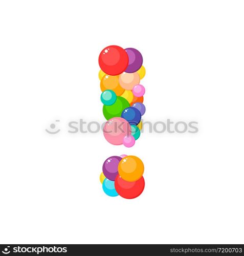 Vector cartoon exclamation mark for kids of the colored balls.. Vector cartoon exclamation mark for kids colored balls.