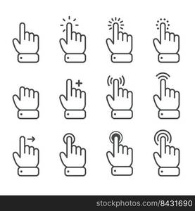 Vector cartoon finger mouse cursor in various gestures for mobile touch screen devices