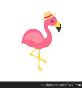 Vector cartoon flamingos and flower accessories, glasses, bows and hats. Great for summer travel.