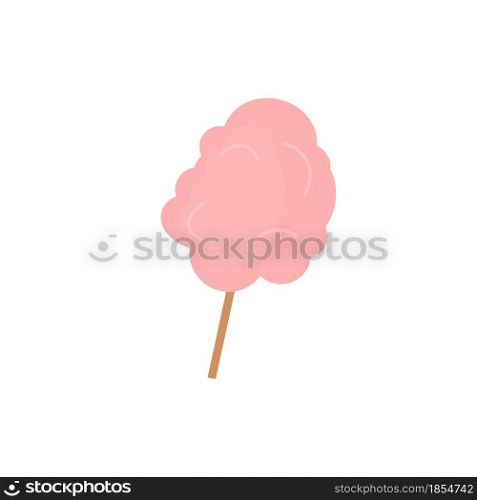Vector cartoon flat cotton candy isolated on empty background-street food restaurant and cafe dishes,confectionery store assortment concept,web site banner ad design. Flat cartoon cotton candy,street restaurant and cafe dishes,confectionery store assortment vector illustration concept