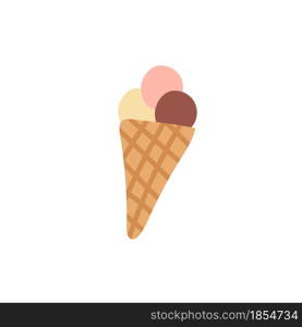 Vector cartoon flat ice cream cone isolated on empty background-street restaurant and cafe dishes,sweet food assortment concept,web site banner ad design. Flat cartoon ice cream cone,street restaurant and cafe dishes,sweet food assortment vector illustration concept