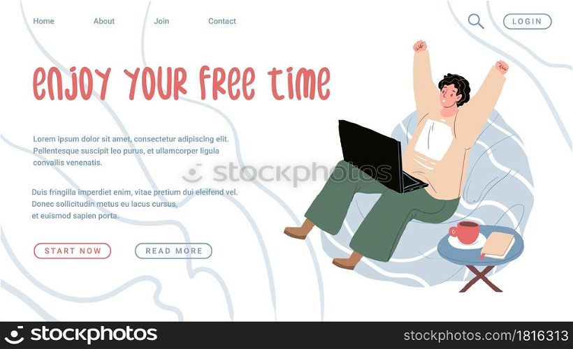 Vector cartoon flat manager office worker character procrastinating at workplace.Lazy bad employee listen to music-procrastination,work productivity,workflow organization web site banner concept. Flat cartoon employee characters procrastination at work vector illustration concept