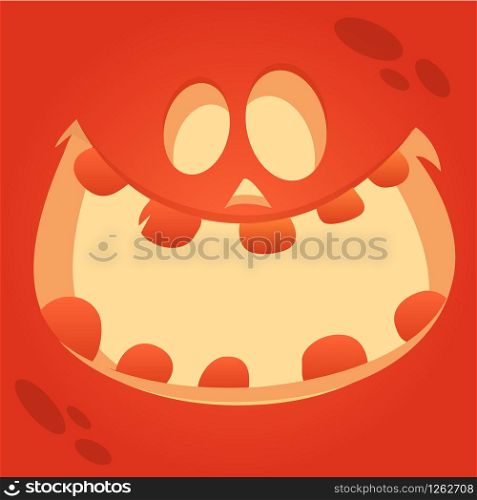 Vector Cartoon Funny Halloween Pumpkin Face Smiling