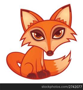 Vector cartoon illustration of a cute little red fox.. Cartoon Red Fox