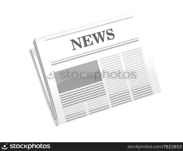 Vector cartoon illustration of a folded newspaper with the header News isolated on white