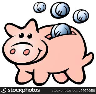 Vector Cartoon illustration of a Happy Money Piggy Bank 