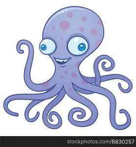Vector cartoon illustration of a happy octopus.