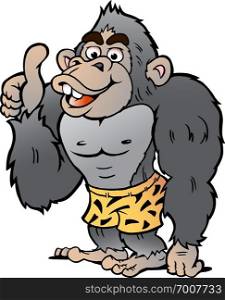 Vector Cartoon illustration of a Strong Gorilla giving Thumb Up