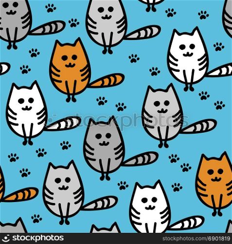 vector cartoon kittens. seamless pattern with cute funny kittens of various colors