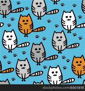 vector cartoon kittens. seamless pattern with cute funny kittens of various colors