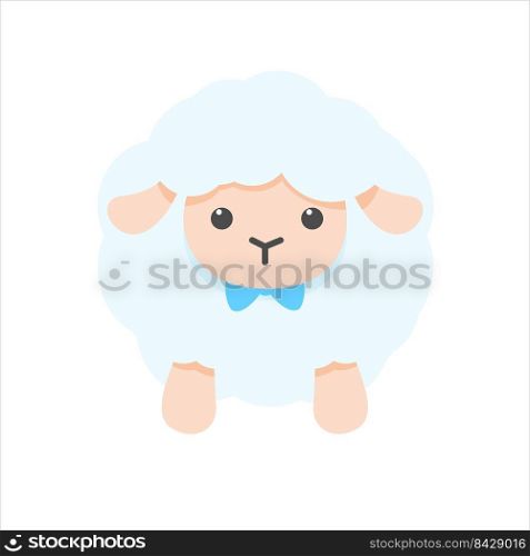 Vector cartoon male and female sheep decorated with bows Cute lambs for skis on baby clothes.