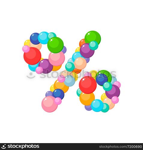 Vector cartoon percent sign for kids of the colored balls.. Vector cartoon percent sign for kids colored balls.