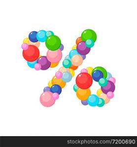Vector cartoon percent sign for kids of the colored balls.. Vector cartoon percent sign for kids colored balls.
