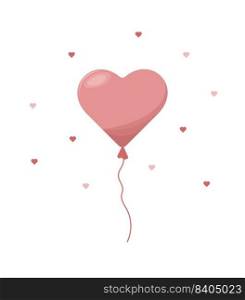 Vector cartoon pink balloon in forn of heart on white background. Vector cartoon pink balloon in form of heart on white background.