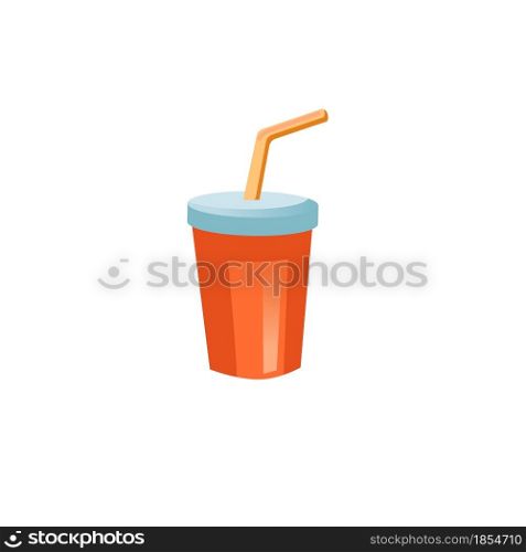 Vector cartoon plastic cup isolated on empty background-street,fast food restaurant and cafe tableware concept,web site banner ad design. Flat cartoon plastic cup,fast food restaurant and cafe vector illustration concept
