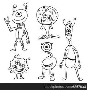 Vector Cartoon Set 05 of friendly alien astronauts