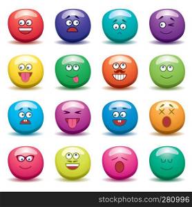vector cartoon set of funny fruit jelly faces on white background