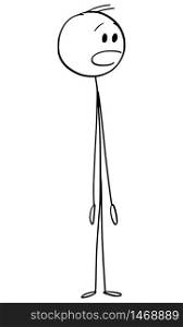 Vector cartoon stick figure drawing conceptual illustration of shocked or surprised man looking at something with mouth open.. Vector Cartoon Illustration of Shocked or Surprised Man Looking at Something With Mouth Open
