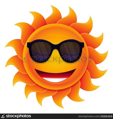 Vector cartoon sun - with circle face and hipster sunglasses