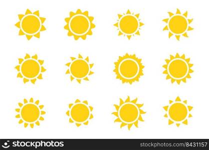 Vector cartoon yellow sun Shining light rays to heat the summer.