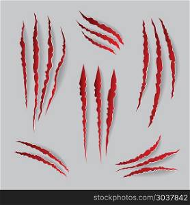Vector cat claws marks set. Vector cat claws marks set. Mark of claw, illustration scratch of animal claw