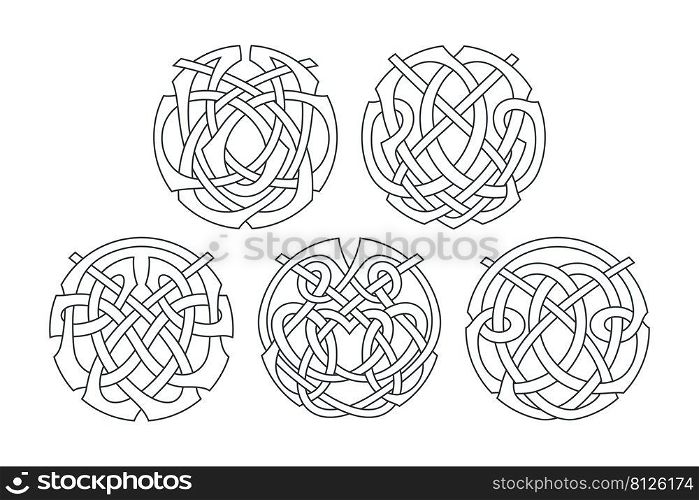 Vector celtic circlar knot. Ethnic ornament. Geometric design. Vector celtic circlar knot. Ethnic ornaments set.