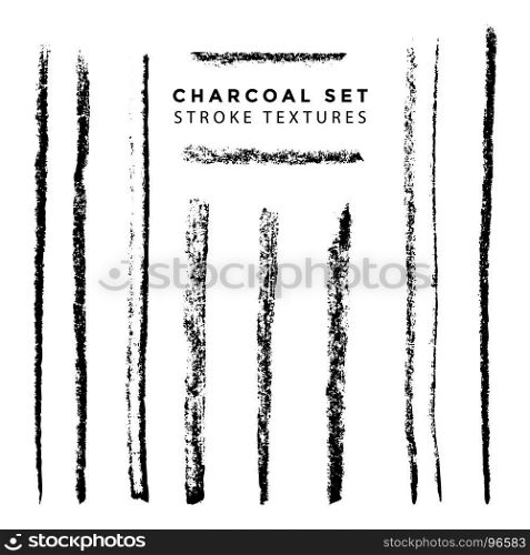 vector chalk charcoal realistic texture. vector black monochrome chalk charcoal decorative stroke brushes realistic texture set isolated on white background