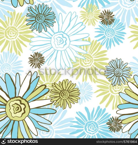 Vector chamomiles flower (Seamless Pattern).