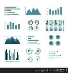 Vector charts and graphs. Line illustration set isolate on white background. Business chart statistic report, diagram finance profit. Vector charts and graphs. Line illustration set isolate on white background