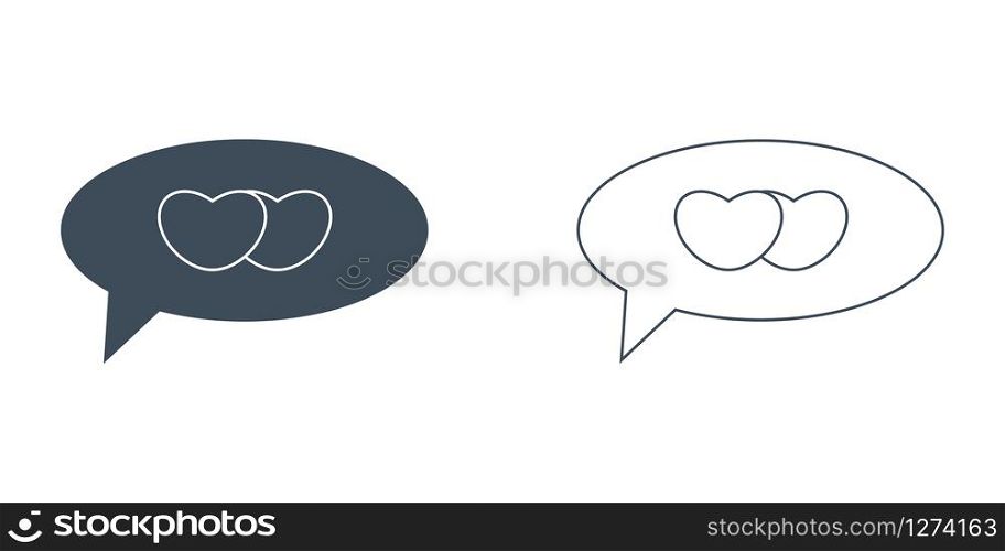 Vector chat icon of two lovers chatting