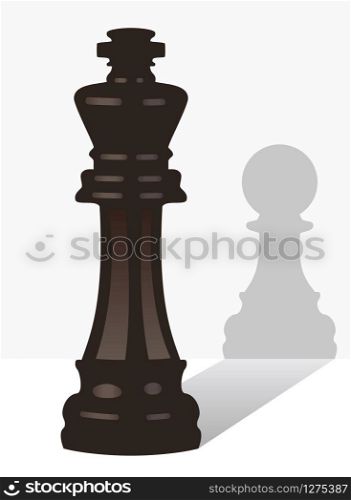 vector chess king with the shadow of a pawn