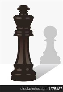 vector chess king with the shadow of a pawn