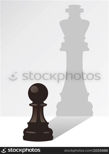 vector chess pawn with the shadow of a king