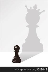 vector chess pawn with the shadow of the same pawn, but with a crown