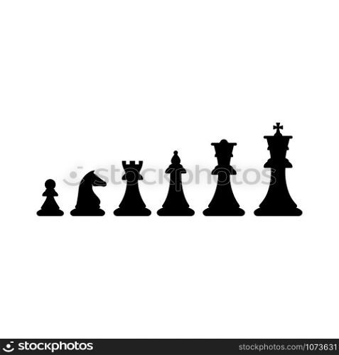 vector chess piece set for logo design. pawn, rook, knight, bishop, king and queen illustration design