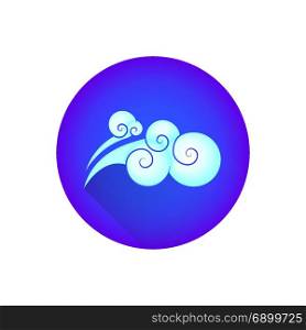 vector chinese asian style clouds. vector colorful asian style traditional Chinese wind clouds illustration flat shadow design round blue background