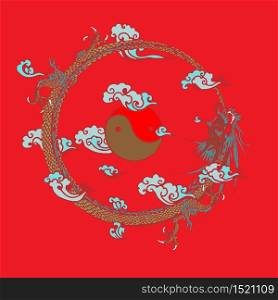 vector chinese dragon line drawing ideal for design mascot and tattoo and greeting card or T-shirt graphic.