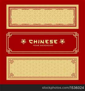 Vector Chinese frame banners style collections on gold and red background, illustrations