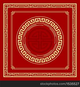 Vector Chinese frame style, gold and red background, vector illustration