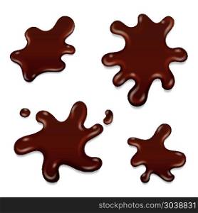 Vector chocolate realistic drops collection. Vector chocolate realistic drops collection. Splash milk chocolate, illustration abstract form of chocolate
