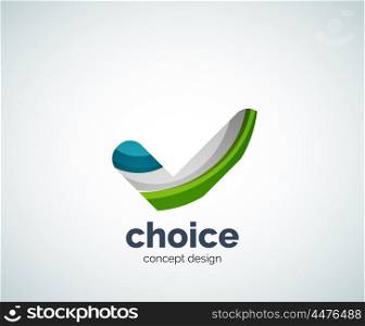 Vector choice concept, tick logo template, abstract business icon