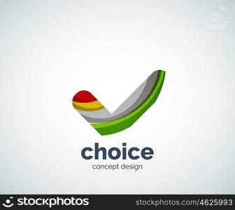 Vector choice concept, tick logo template, abstract business icon