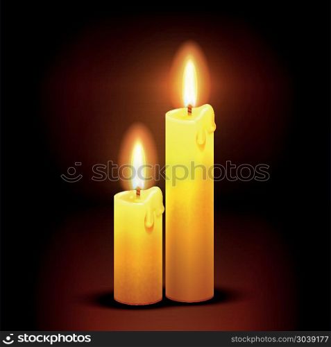 Vector christian background with burning dinner candles. Vector christian background with burning dinner candles. Candlelight flame illustration