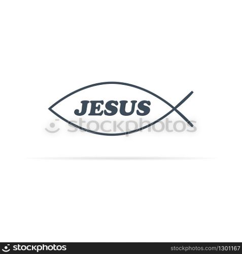 vector christian fish icon - symbol of baptism.