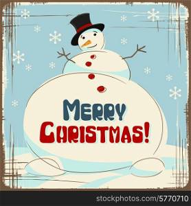 Vector Christmas background with a large snowman.. Vector Christmas background with a large snowman