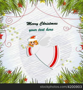 vector christmas background with angel