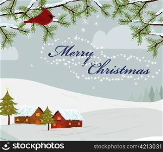 vector christmas background with bird